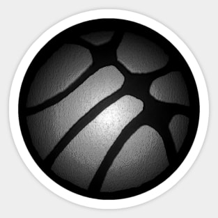 Abstract Silver Basketball on Black Sticker